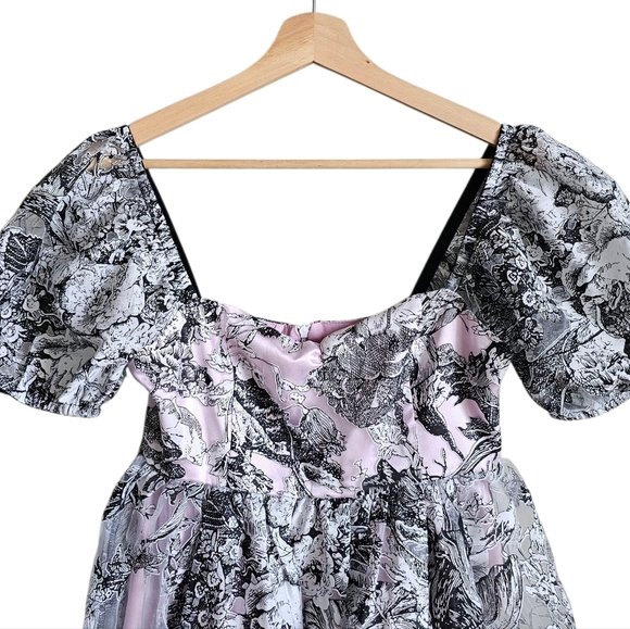 Sugar Thrillz Dollz Kills Pink and Black Lolita Puff Sleeve Mini Dress Size Smal - Picture 5 of 6